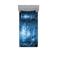 thumbnail image 1 of Ambesonne Blue Fitted Sheet & Pillow Sham Set, Digital Futuristic Ship, Twinxl, Blue, 1 of 2