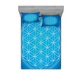 thumbnail image 1 of Ambesonne Blue Fitted Sheet & Pillow Sham Set, Flower of Life Grid, Queen, Blue White, 1 of 2