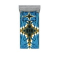 thumbnail image 1 of Ambesonne Blue Fitted Sheet & Pillow Sham Set, Ikat Pattern, Twinxl, Blue Orange, 1 of 2