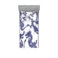 thumbnail image 1 of Ambesonne Blue Fitted Sheet & Pillow Sham Set, Japanese Dragons Mythical, Twin, Blue, 1 of 2