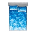 thumbnail image 1 of Ambesonne Blue Fitted Sheet & Pillow Sham Set, Mosaic Triangle Graphic, Queen, Pale Blue, 1 of 2