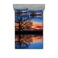 thumbnail image 1 of Ambesonne Blue Fitted Sheet & Pillow Sham Set, Nature Twilight, Queen, Blue Orange, 1 of 2