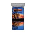thumbnail image 1 of Ambesonne Blue Fitted Sheet & Pillow Sham Set, Nature Twilight, Twinxl, Blue Orange, 1 of 2