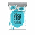 thumbnail image 1 of Ambesonne Blue Fitted Sheet & Pillow Sham Set, Never Stop Dreaming Words, Queen, Blue White, 1 of 2