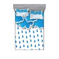 thumbnail image 1 of Ambesonne Blue Fitted Sheet & Pillow Sham Set, Puffy Clouds Rainy Day, Queen, Blue White, 1 of 2