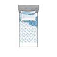 thumbnail image 1 of Ambesonne Blue Fitted Sheet & Pillow Sham Set, Rain Cloud Sketch Fall, Twinxl, Blue, 1 of 2