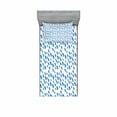 thumbnail image 1 of Ambesonne Blue Fitted Sheet & Pillow Sham Set, Raindrops Aquatic Fall, Twinxl, Blue and White, 1 of 2