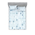 thumbnail image 1 of Ambesonne Blue Fitted Sheet & Pillow Sham Set, Raindrops White Navy, Full, Pale Blue, 1 of 2