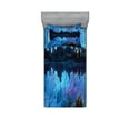thumbnail image 1 of Ambesonne Blue Fitted Sheet & Pillow Sham Set, Reed Cistern Cave, Twin, Blue, 1 of 2