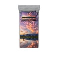 thumbnail image 1 of Ambesonne Blue Fitted Sheet & Pillow Sham Set, Reflections on Water View, Twin, Blue, 1 of 2