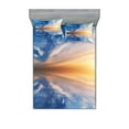 thumbnail image 1 of Ambesonne Blue Fitted Sheet & Pillow Sham Set, Sky Reflections Sunset, Full, Orange Blue, 1 of 2