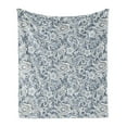 thumbnail image 1 of Ambesonne Blue Floral Polyester Plush Throws 60" x 50", 1 of 5