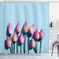 thumbnail image 1 of Ambesonne Blue Floral Shower Curtain, Lotus Flower Buds Aqua, 69"Wx75"L, Pink Umber and Green, 1 of 1