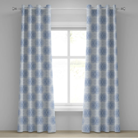 Ambesonne Blue Grommet Curtain, Flower of Life Art, 50" x 72", Pale Blue