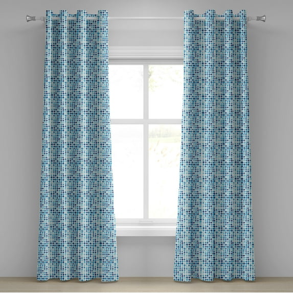 Ambesonne Blue Grommet Curtain, Hand Drawn Circles Cells, 50" x 84", Blue Pale Blue