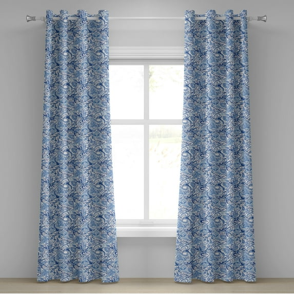 Ambesonne Blue Grommet Curtain, Native Natural, 50" x 120", Pale Blue White and Blue