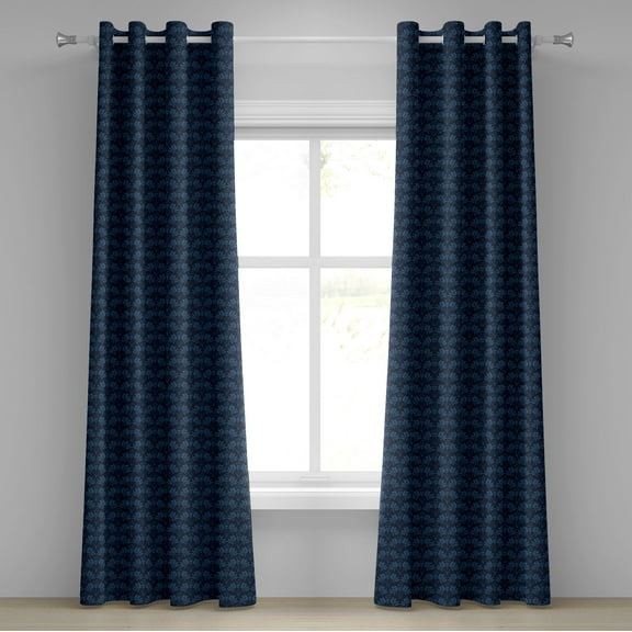 Ambesonne Blue Grommet Curtain, Ocean Inspired Flowers, 50" x 120", Dark Blue Violet Blue