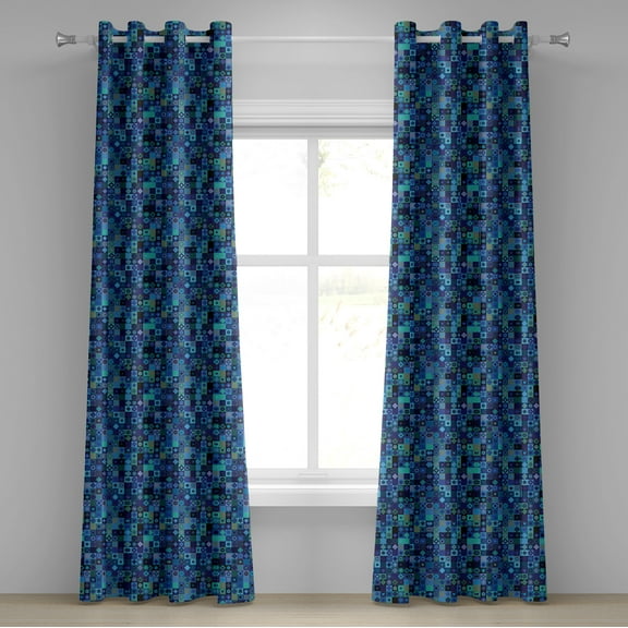Ambesonne Blue Grommet Curtain, Play Cards Theme Design, 50" x 84", Fern Green Purple