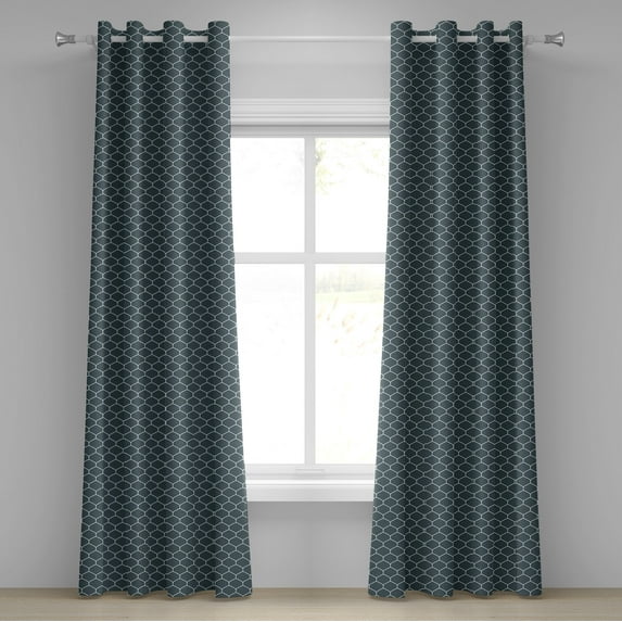 Ambesonne Blue Grommet Curtain, Vintage Fish Flake Seem, 50" x 120", Dark Blue and White