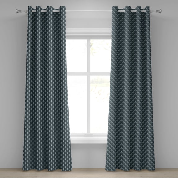 Ambesonne Blue Grommet Curtain, Vintage Fish Flake Seem, 50" x 96", Dark Blue and White