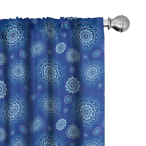 Ambesonne Blue Mandala Window Curtains, Floral Composition Art, Each 28" W x 95" L, Sky Blue Violet Blue