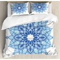thumbnail image 1 of Ambesonne Blue Mandala Duvet Cover Sets, Ethnic Ornament Flower, 2-King, Azure Blue Deep Sky Blue, 1 of 7
