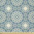 thumbnail image 1 of Ambesonne Blue Mandala Fabric by the Yard Microfiber, Abstract Oriental Art, 2 Yards, Ivory and Sea Blue, 1 of 2