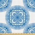 thumbnail image 1 of Ambesonne Blue Mandala Fabric by the Yard Upholstery, Oriental Floral Motif, 1 Yard, Sea Blue and White, 1 of 5