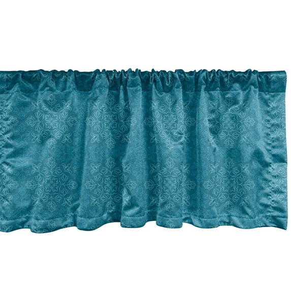 Ambesonne Blue Mandala Window Valance, Oriental Flowers Leaf, 54" X 12", Sea Blue and Aqua