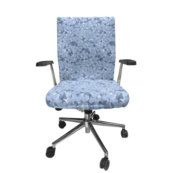 Ambesonne Blue Office Chair Cover Stretchable High Back, Retro Plumbago Blossoms, Blue and White