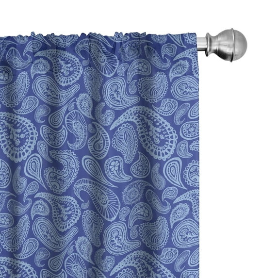 Ambesonne Blue Paisley Window Curtains, Drop Shaped Folk Art, Each 28" W x 84" L, Blue Pale Blue