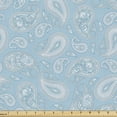 thumbnail image 1 of Ambesonne Blue Paisley Fabric by the Yard Upholstery, Pine Cone Inspiration, 5 Yards, Pale Blue and Champagne, 1 of 4