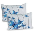 thumbnail image 1 of Ambesonne Blue Pillow Sham 2 Pack, Insect Wooden Timber, 30"x20", Grey White Blue, 1 of 3