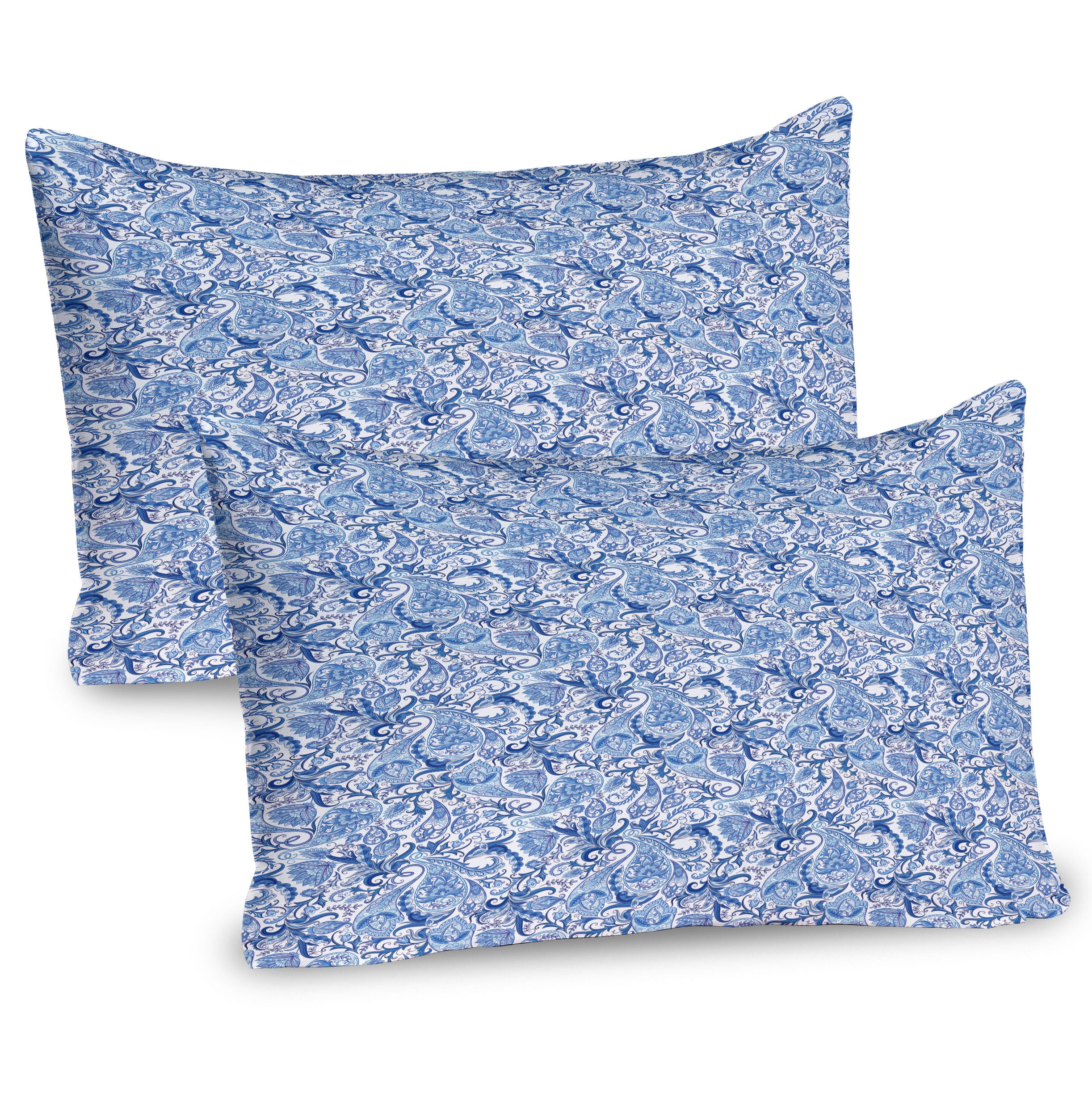 Pale Blue and White Microfiber Standard Pillow Shams, Set of 2