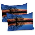 thumbnail image 1 of Ambesonne Blue Pillow Sham 2 Pack, Nature Twilight, 30"x20", Blue Orange, 1 of 3