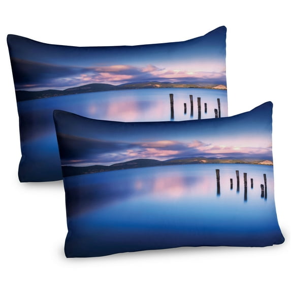 Ambesonne Blue Pillow Sham 2 Pack, Sky Reflection on Water, 36"x20", Royal Blue