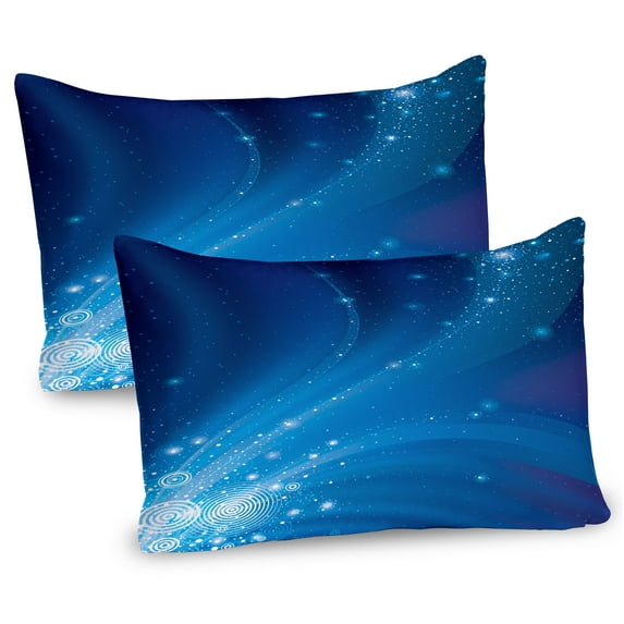 Ambesonne Blue Pillow Sham 2 Pack, Streaming Stars on Cyberspace, 26"x20", Sky Blue Royal Blue