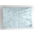 thumbnail image 1 of Ambesonne Blue Pillow Sham, Abstract Flowers Hearts, 36" X 20", Pale Blue Aqua White, 1 of 2