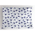 thumbnail image 1 of Ambesonne Blue Pillow Sham, Chinese Floral Nature, 26" X 20", Violet Blue White, 1 of 2