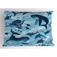 thumbnail image 1 of Ambesonne Blue Pillow Sham, Dolphins Octopus Starfish, 26" X 20", Blue, 1 of 2
