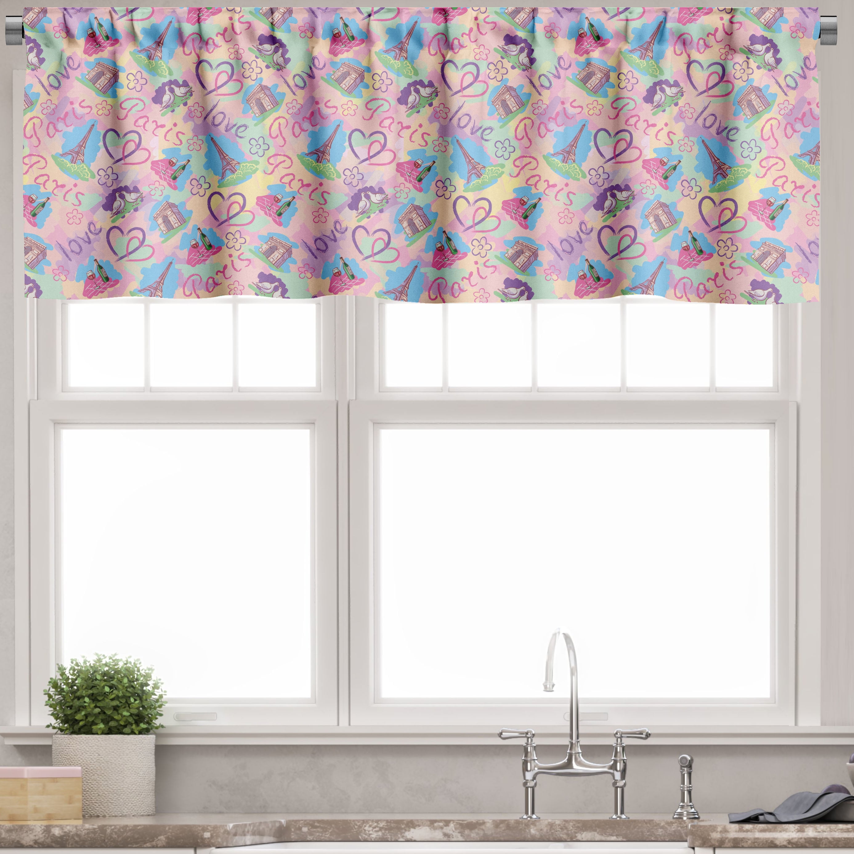 Ambesonne Sateen Ruffled 54'' W Window Valance in