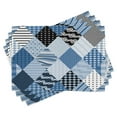 thumbnail image 1 of Ambesonne Blue Place Mats Set of 4, Diamond Shaped Patchworks, Standard Size, Blue Black, 1 of 6