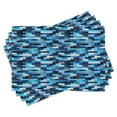 thumbnail image 1 of Ambesonne Blue Place Mats Set of 4, Geometric Design Stripes, Standard Size, Multicolor, 1 of 6