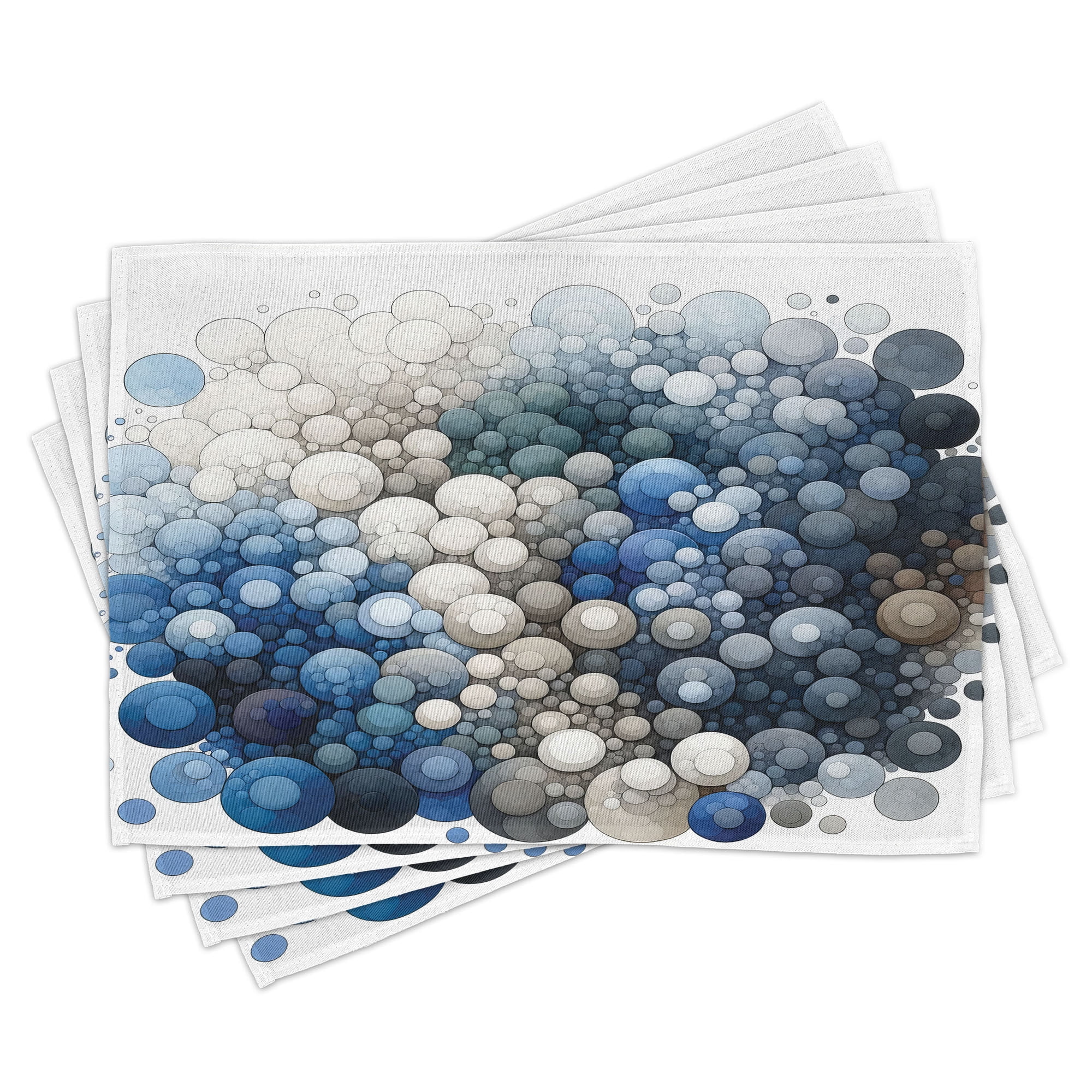 Eggshell and Dark Slate Blue Polyester Rectangle Placemats Set of 4