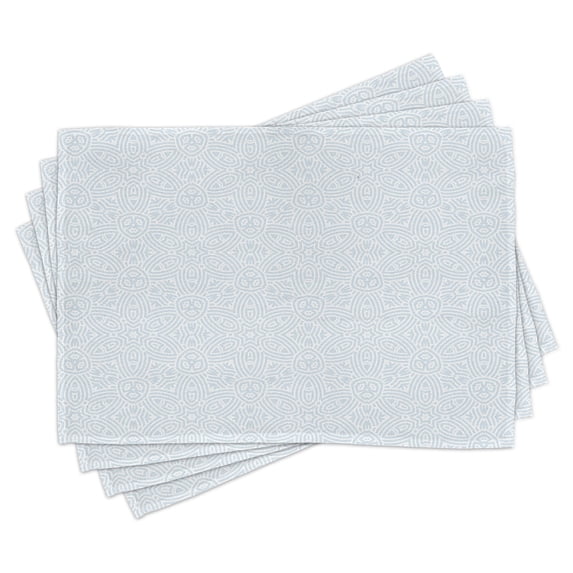 Ambesonne Blue Place Mats Set of 4, Vintage Ornaments Flower, Standard Size, Pale Blue