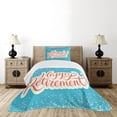 thumbnail image 1 of Ambesonne Blue Quilted Bedspread Set 2 Pcs, Happy Retirement, Twin Size, Coral White Sky Blue, 1 of 6
