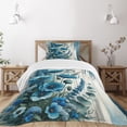 thumbnail image 1 of Ambesonne Blue Quilted Bedspread Set 2 Pcs, Poppy Flowers on Rustic Back, Twin Size, Dark Turquoise and Off White, 1 of 4