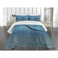 thumbnail image 1 of Ambesonne Blue Quilted Bedspread Set 3 Pcs, Aquatic Dinosaur, Queen Size, Blue, 1 of 5