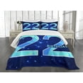 thumbnail image 1 of Ambesonne Blue Quilted Bedspread Set 3 Pcs, Happy Polygon Star, King Size, Dark and Sky Blue, 1 of 5
