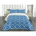 thumbnail image 1 of Ambesonne Blue Quilted Bedspread Set 3 Pcs, Retro Pattern Revival Tile, King Size, Blue Pale Blue, 1 of 5